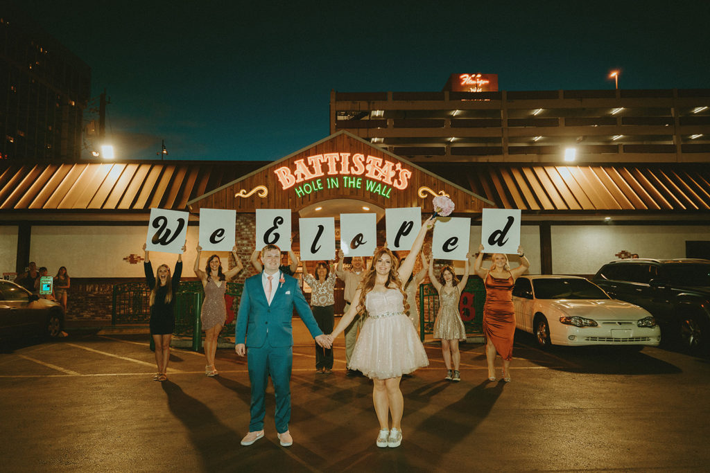 street elopement location in front of Battista's hole in the wall which is an Italian restaurant in Las Vegas
