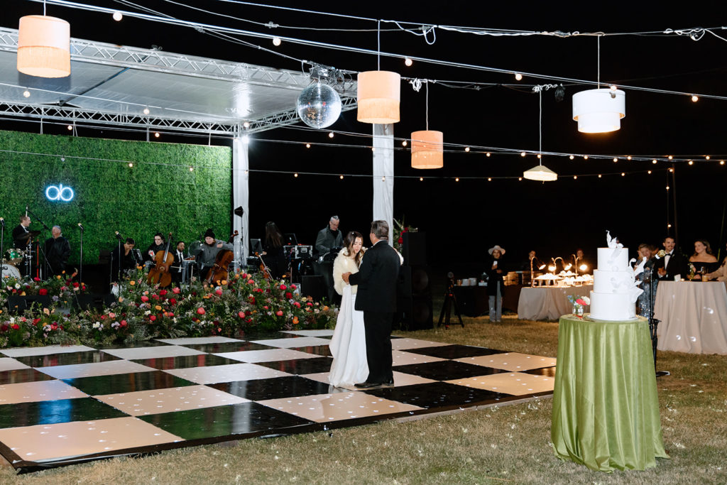 first dance on checkered floor