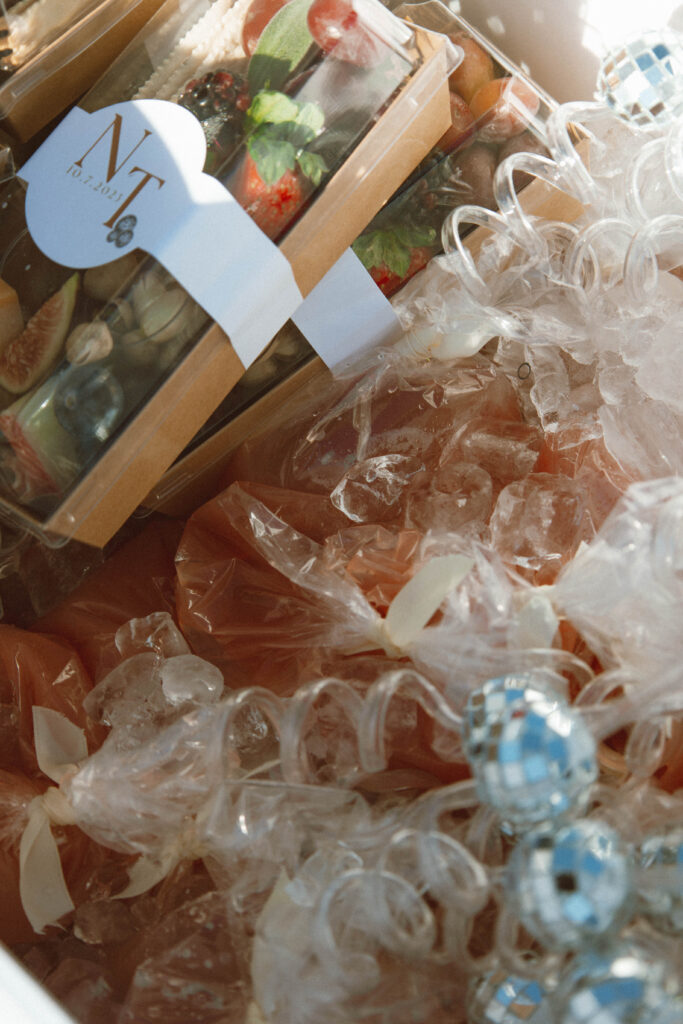 Desert elopement reception setup at Cactus Joes, a Las Vegas desert elopement location with Joshua trees and mountain views